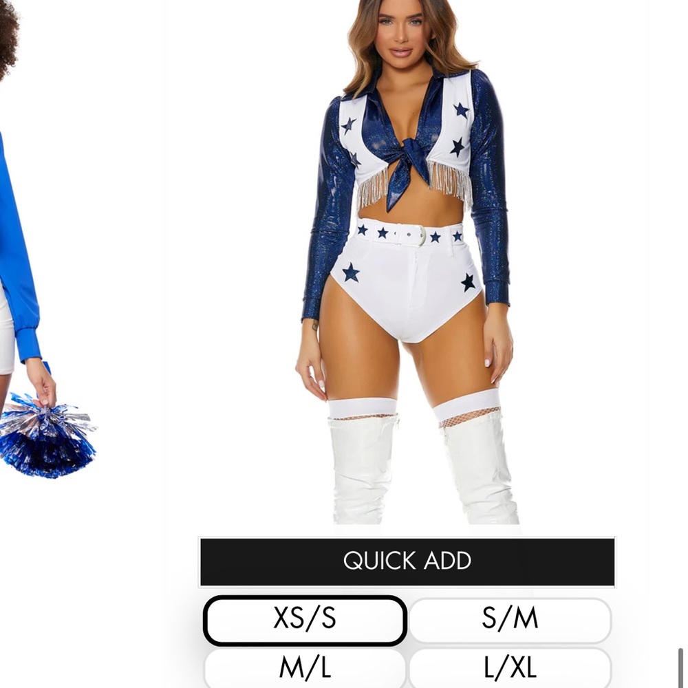 Blue and White Cheerleader Costume